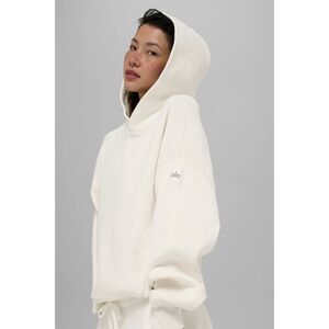 Alo Yoga Ivory Scholar Long Sleeve Hooded Sweater Women's Size Large U3026R